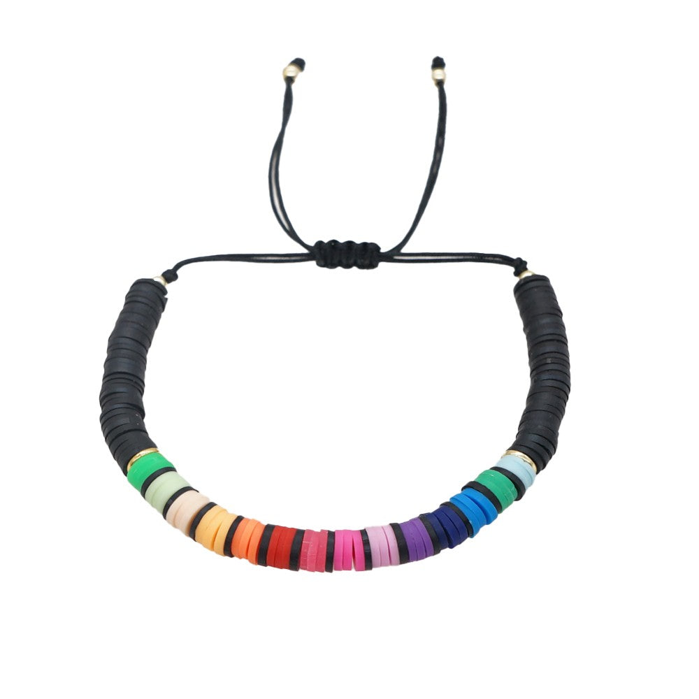 Funky ethnic beaded clay adjustable bracelet