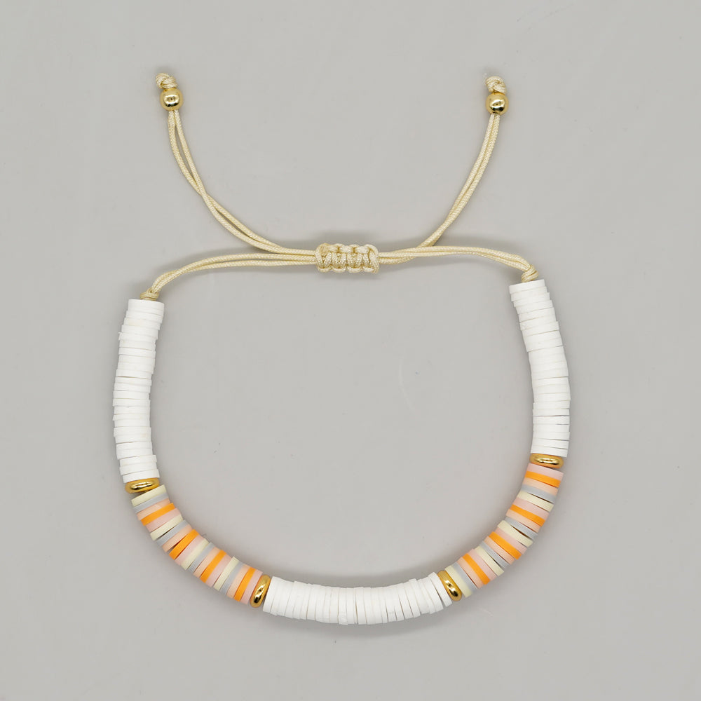 Funky ethnic beaded clay adjustable bracelet