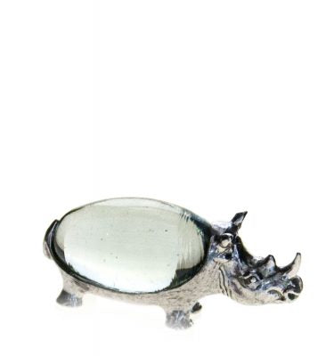 Pewter & Glass Animal Paperweight
