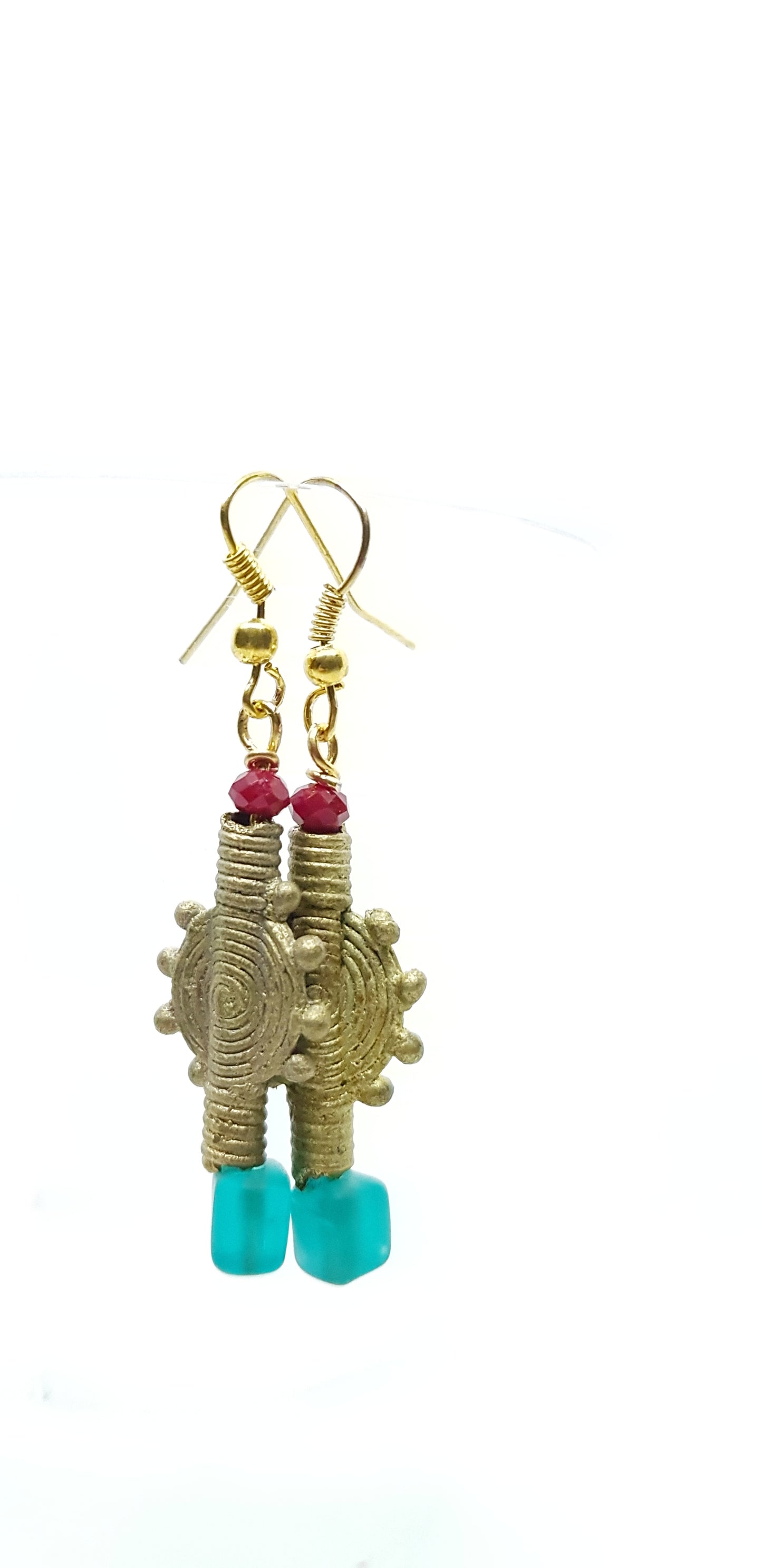 Earrings Ashanti brass & Crystal