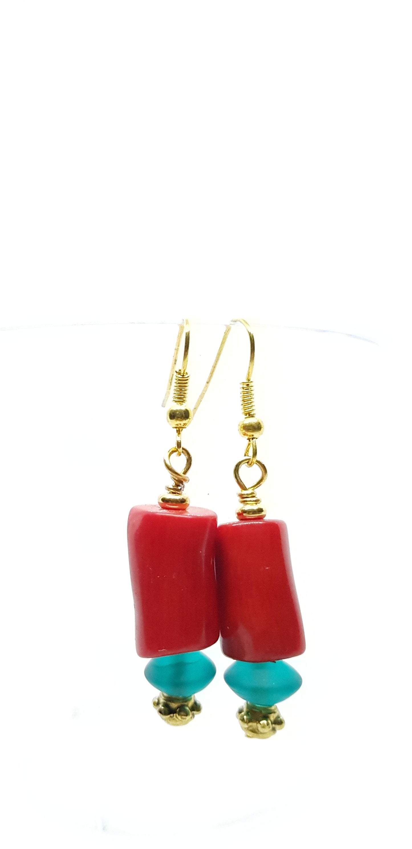 Earrings Coral & Crystal