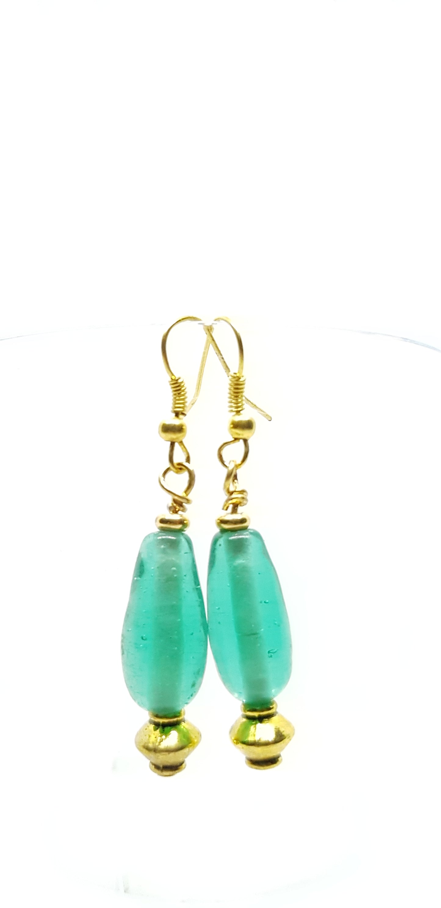 Earrings Brass, glass & Crystal