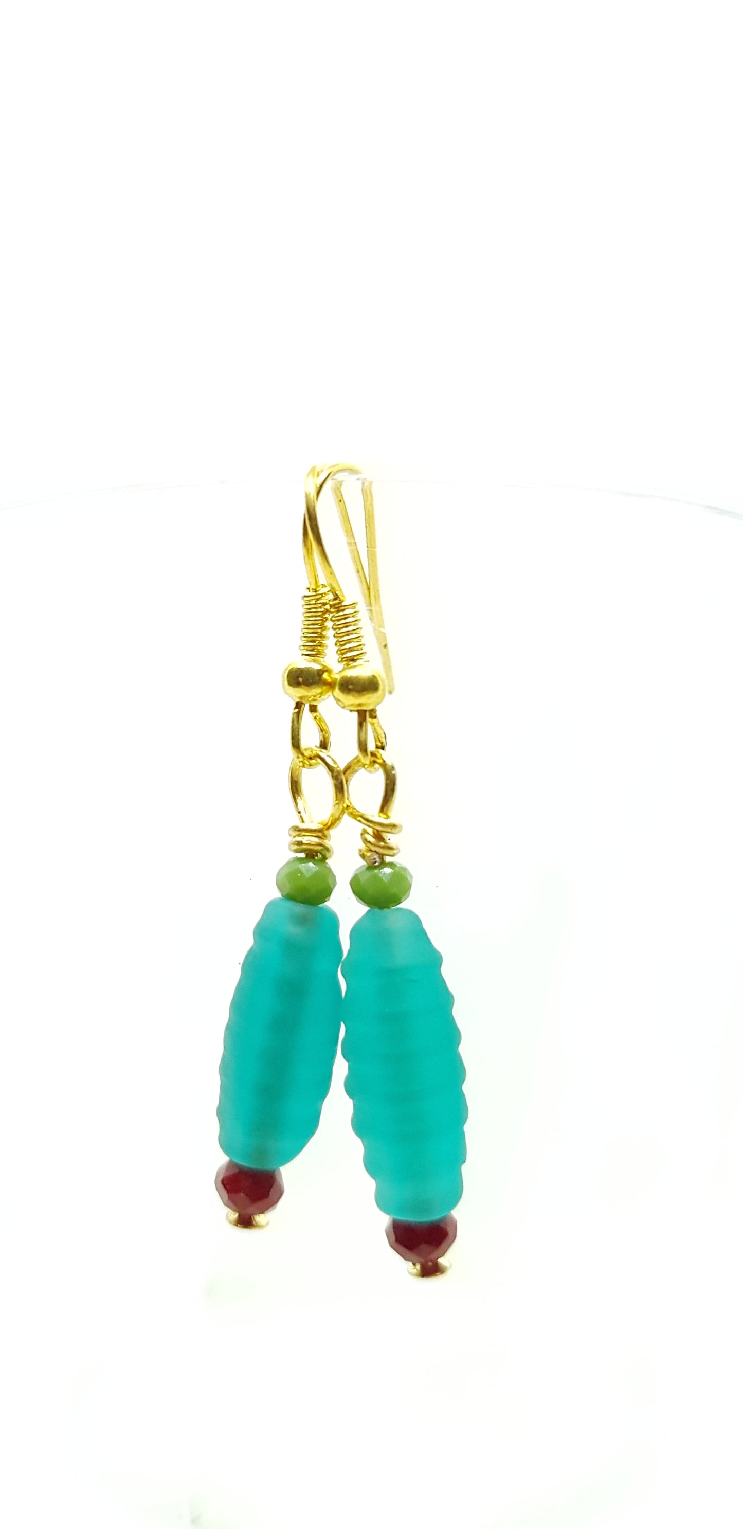 Earrings Brass, glass & Crystal