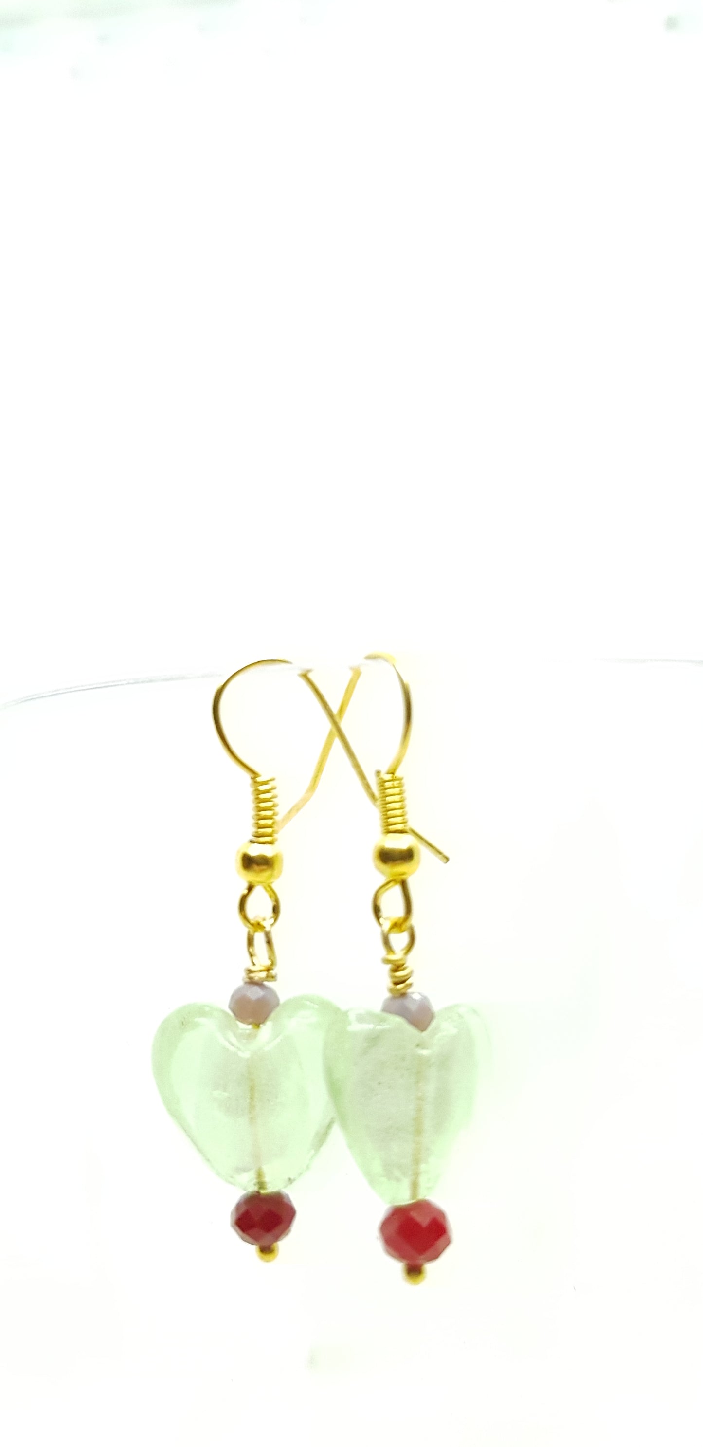 Earrings Brass, glass & Crystal