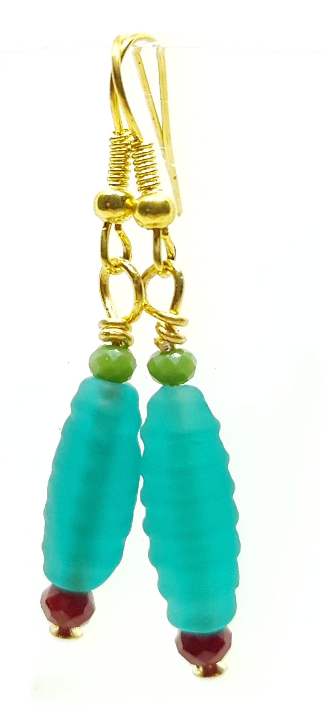 Earrings Brass, glass & Crystal