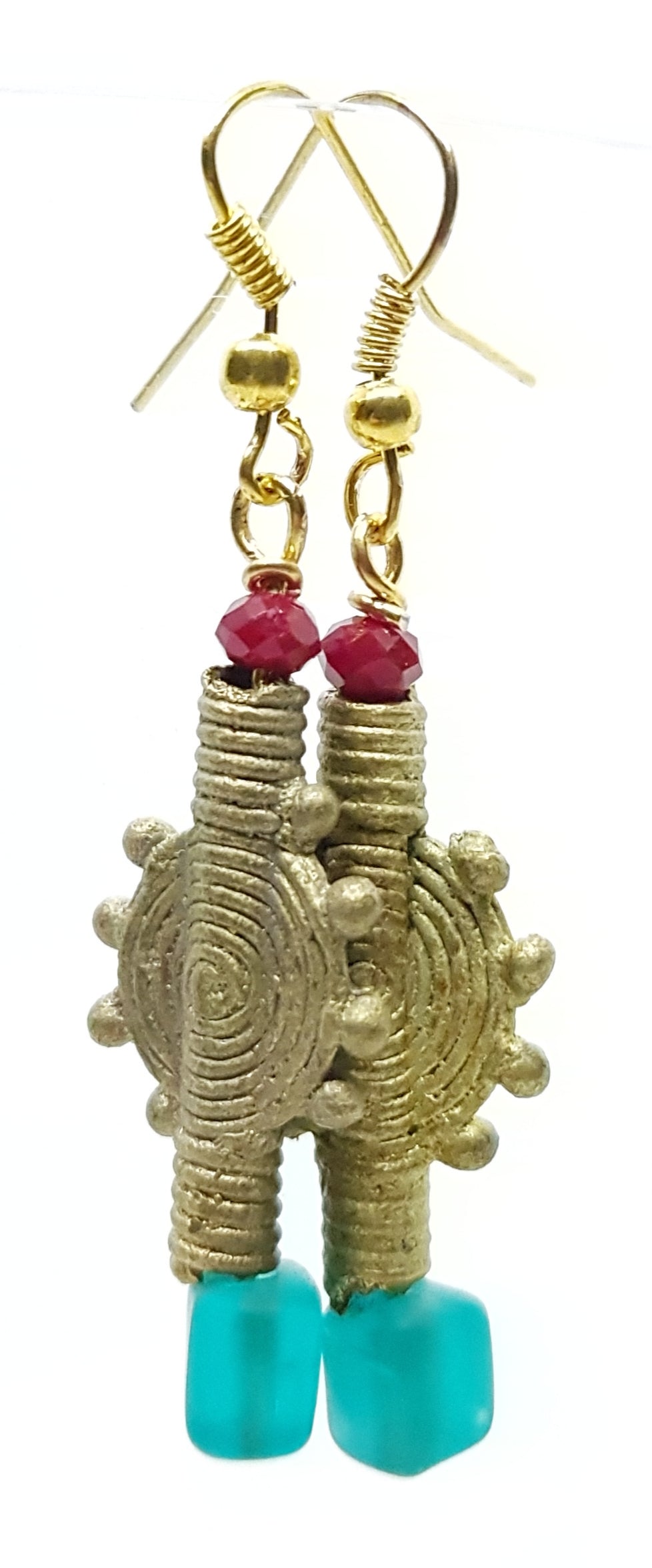 Earrings Ashanti brass & Crystal
