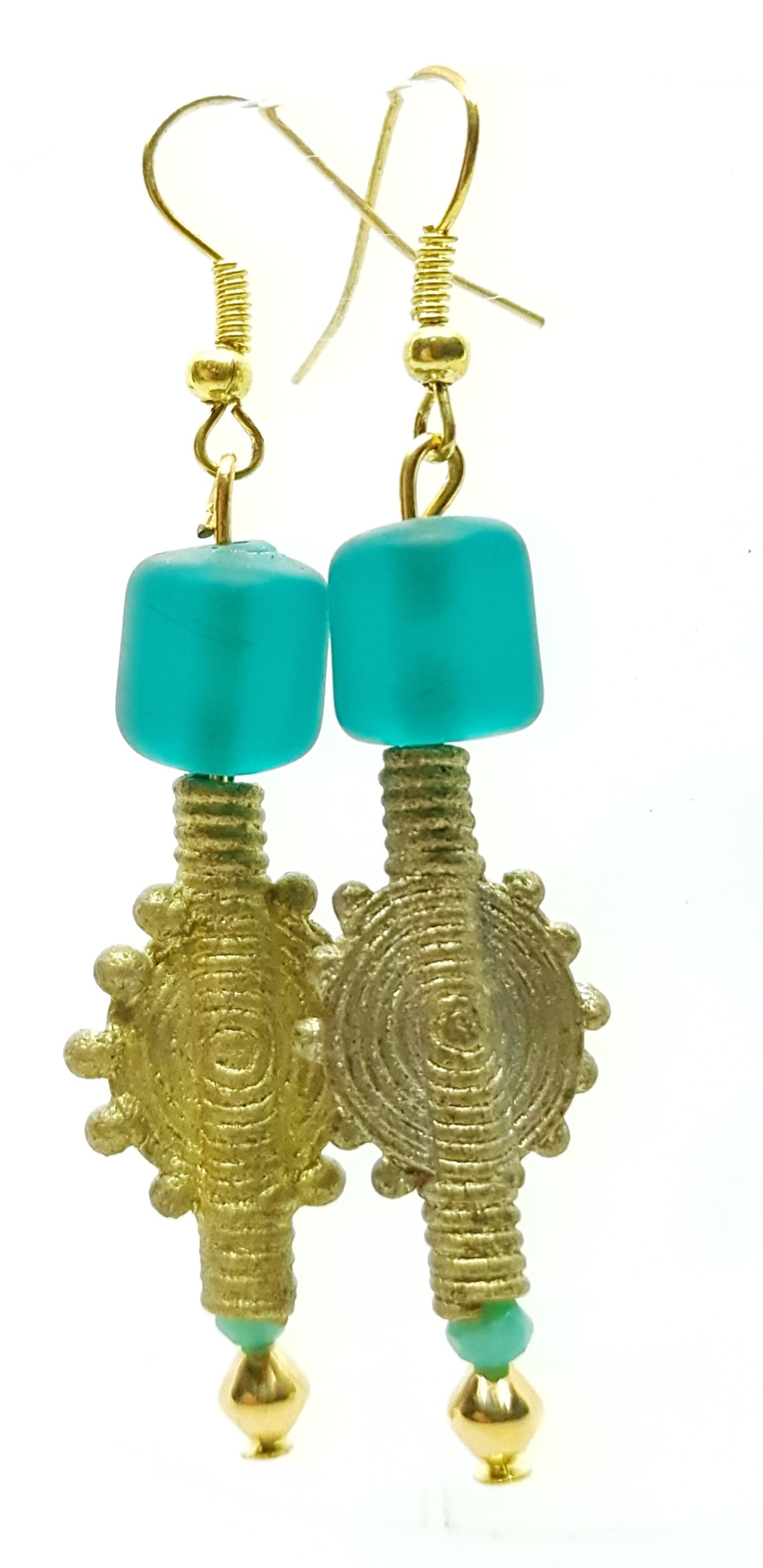 Earrings Ashanti brass & Crystal