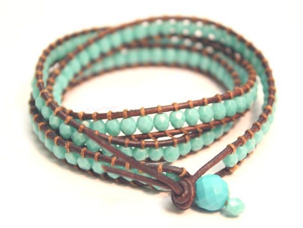 Jewellery-Bracelet leather and beads wrap