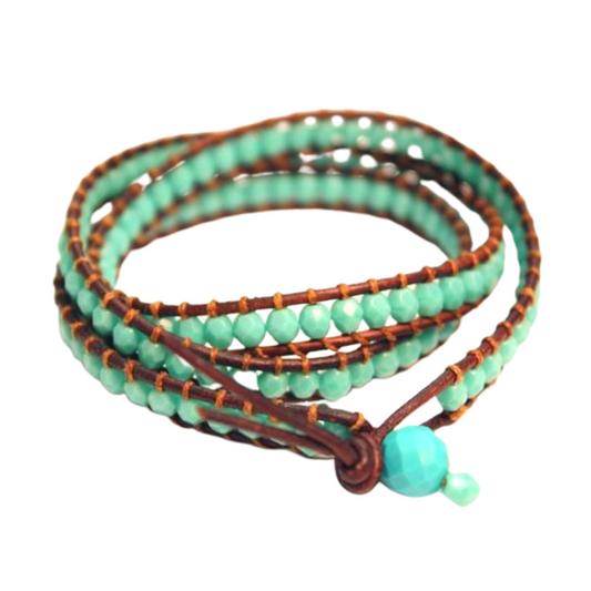Jewellery-Bracelet leather and beads wrap