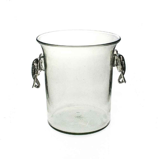 Glass Ice Bucket-Pewter Animal Handles