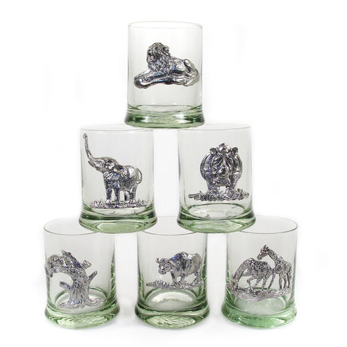 Glasses-Whiskey Pewter Animal motif