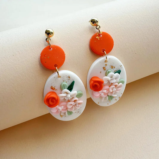 Cute floral clay earrings