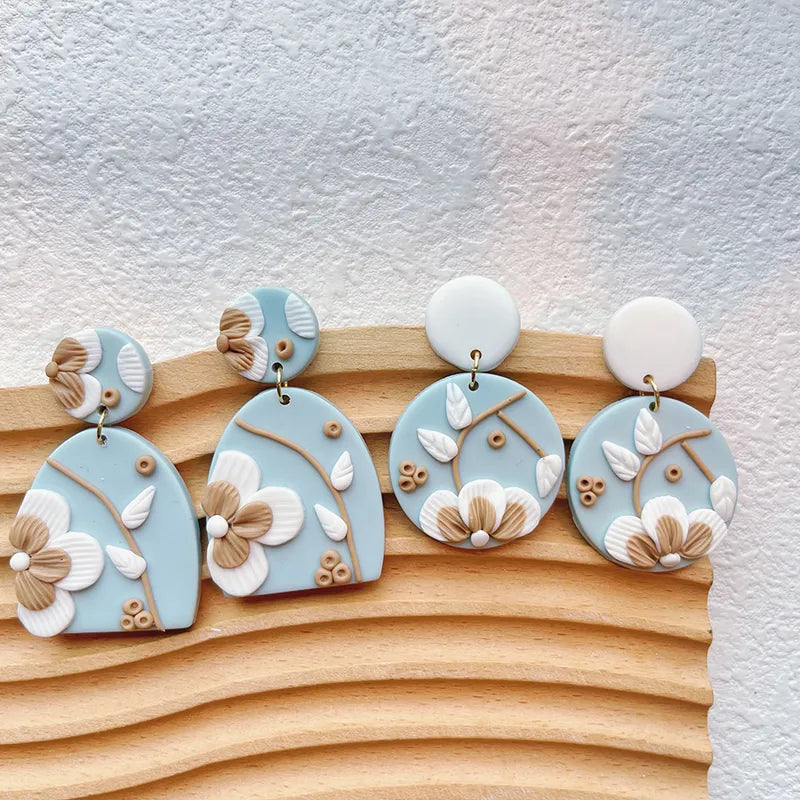 artistic flower clay earrings