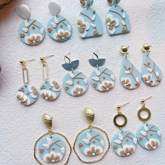 artistic flower clay earrings