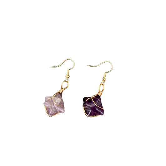 Wire wrapped star gemstone earrings