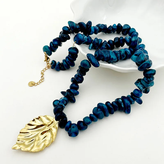 Gemstone Necklace with gold pendant