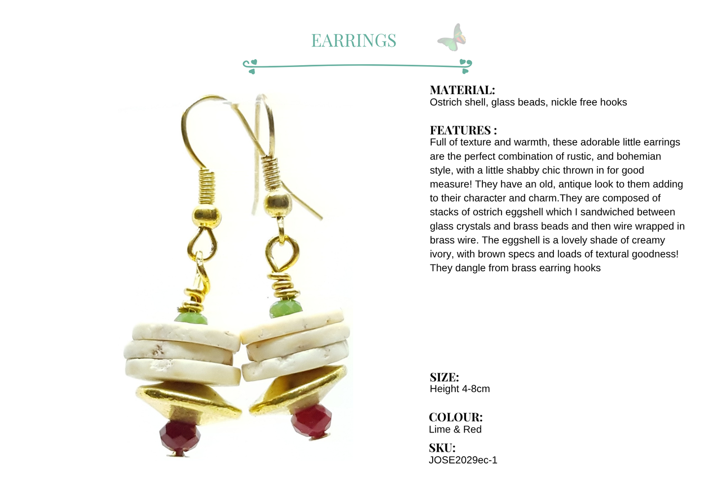 Africa heart hook earrings