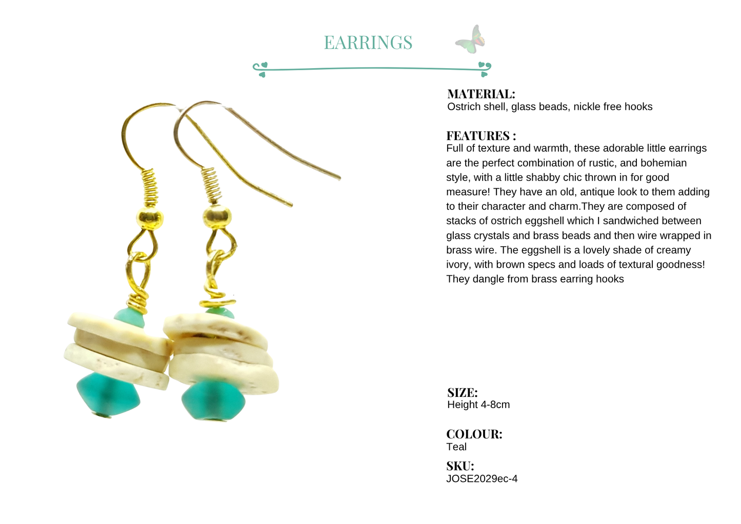 Africa heart hook earrings