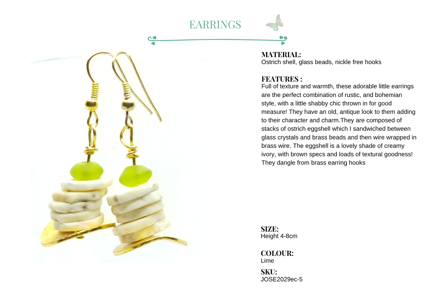 Africa heart hook earrings