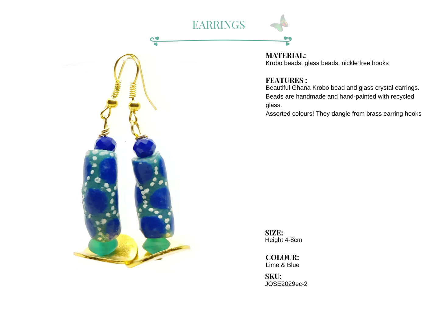Africa heart hook earrings