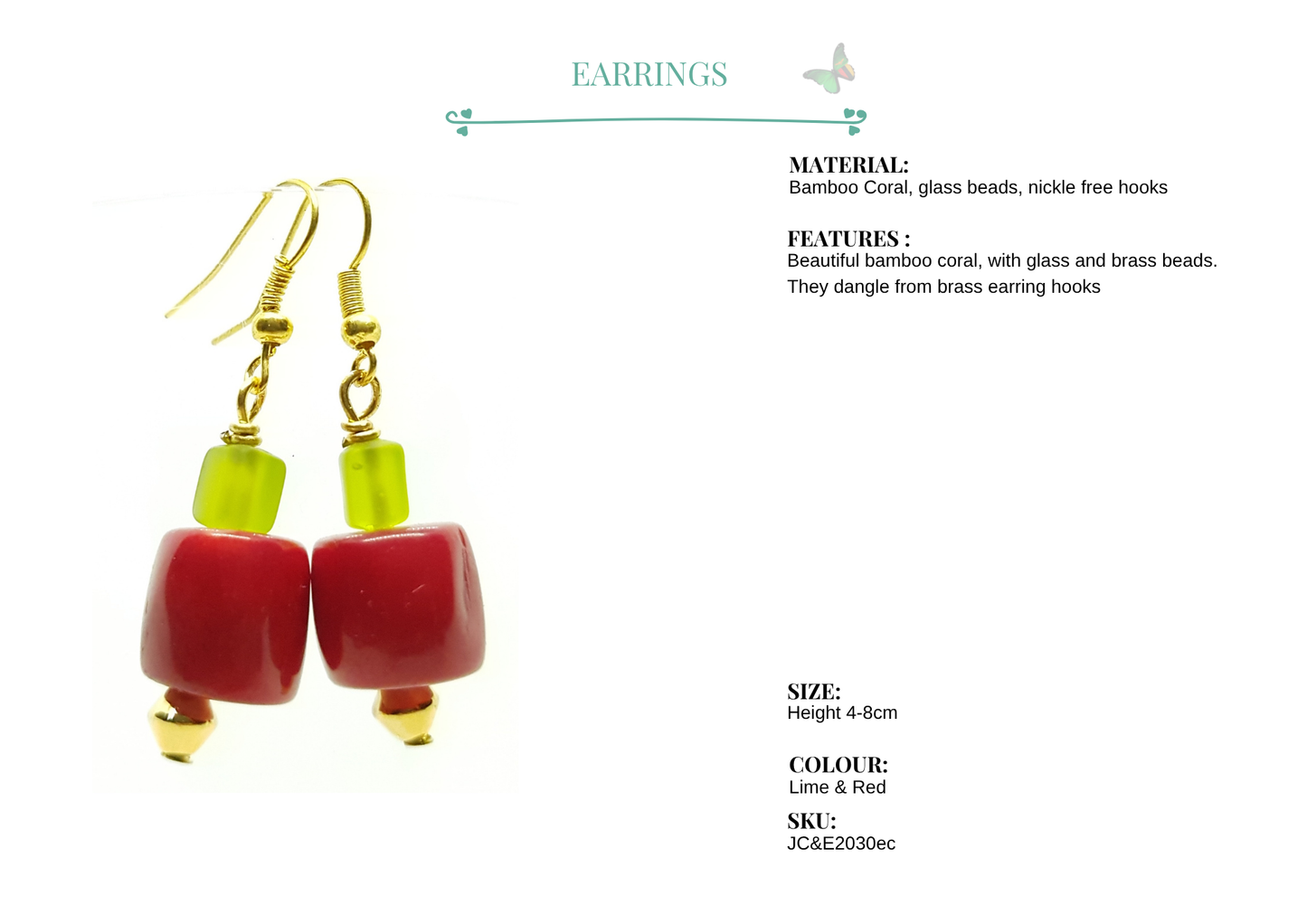 Africa heart hook earrings