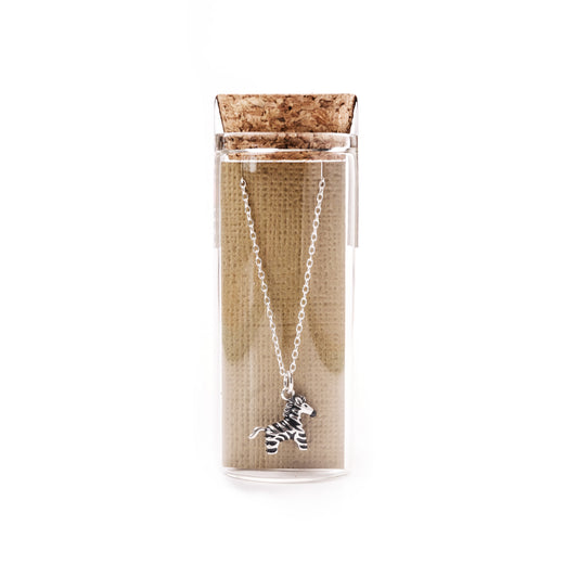 Enamel zebra necklace