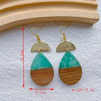 Resin & wood earrings Aqua
