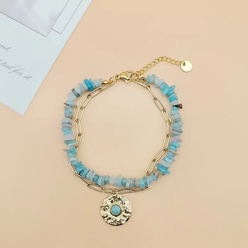 Natural Stone Beaded Chain Paperclip Chain Bracelets