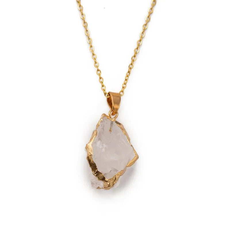 Natural raw stone gold foil pendant