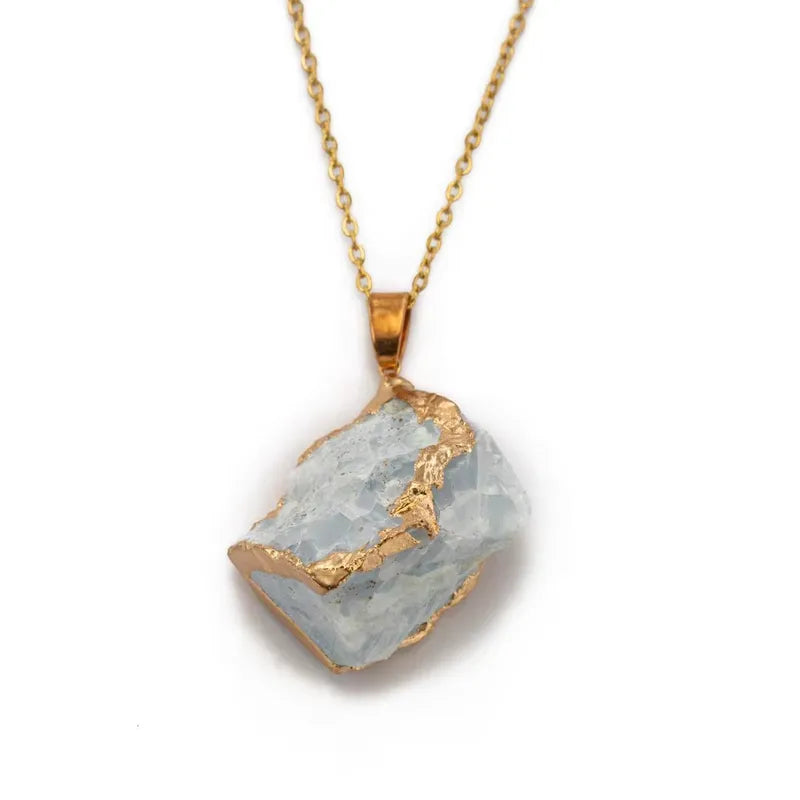 Natural raw stone gold foil pendant
