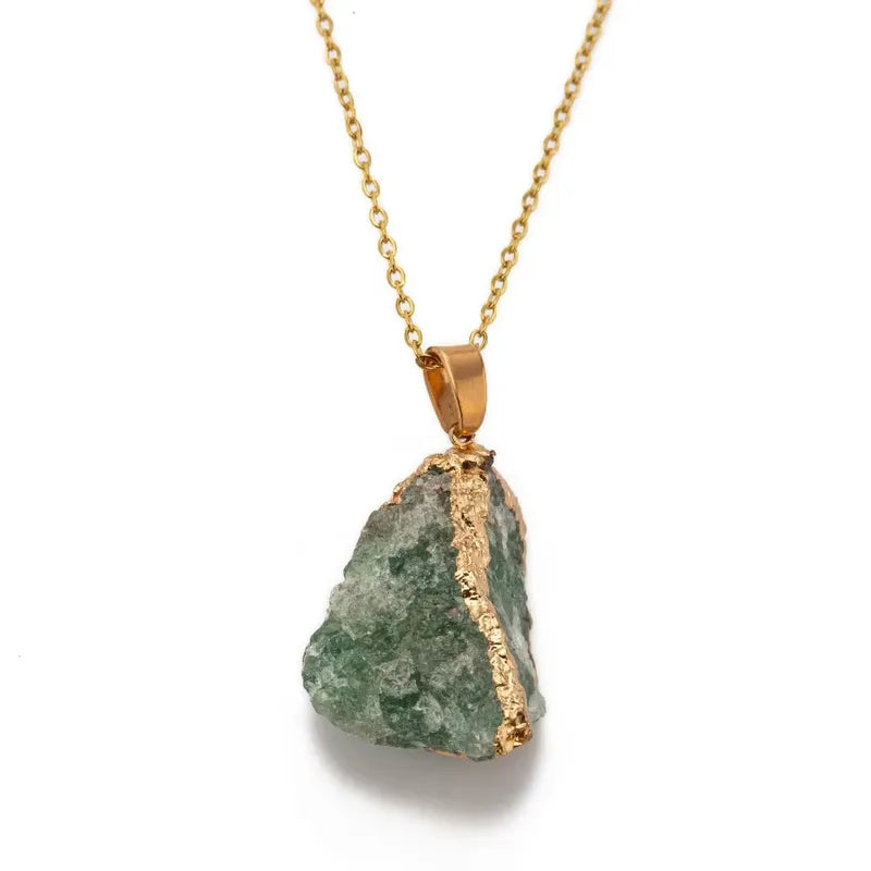 Natural raw stone gold foil pendant