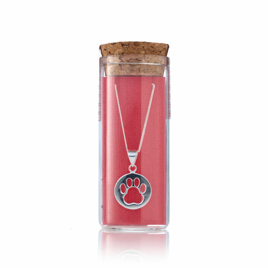 Paw print disc necklace