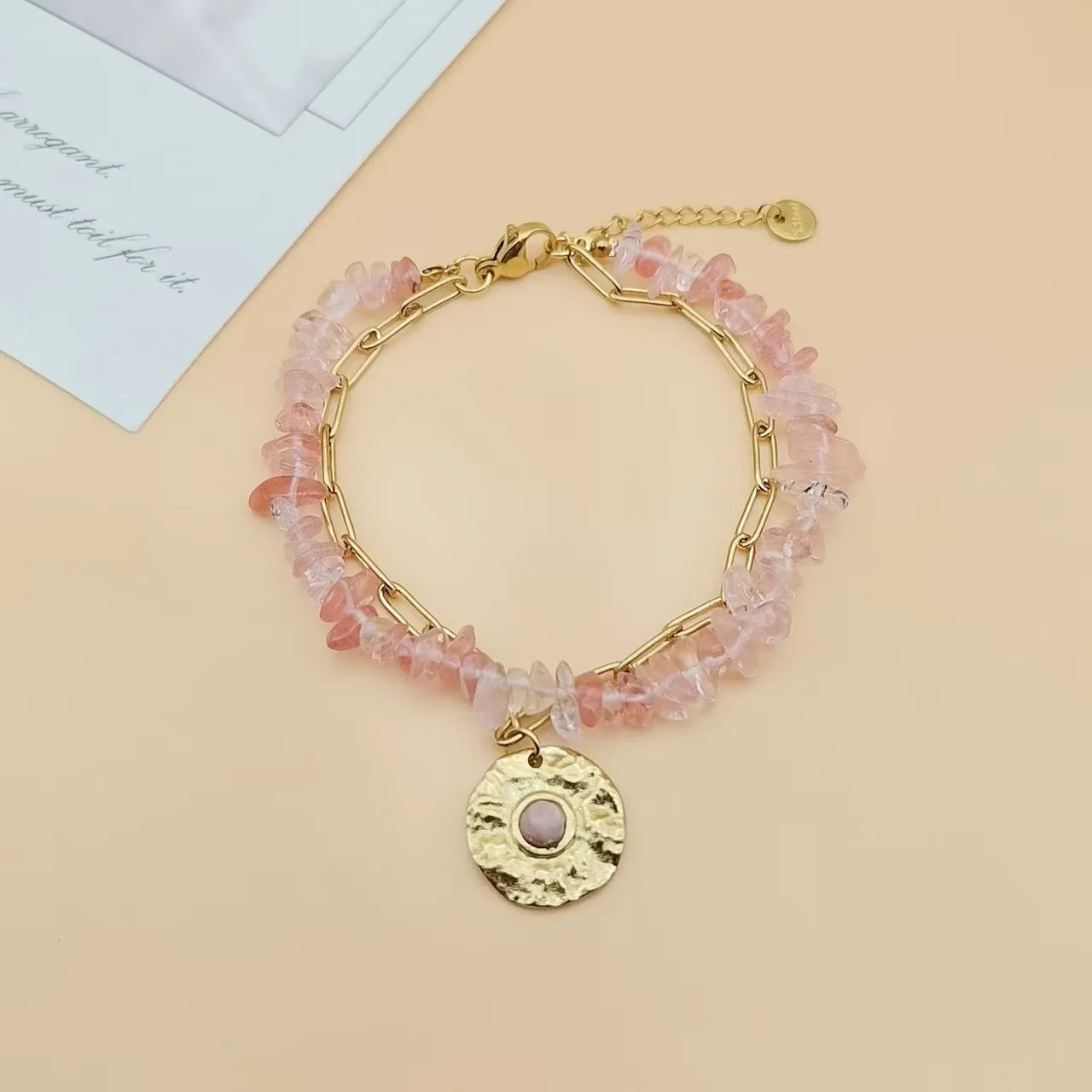 Natural Stone Beaded Chain Paperclip Chain Bracelets