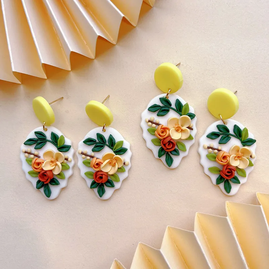 Floral clay earrings