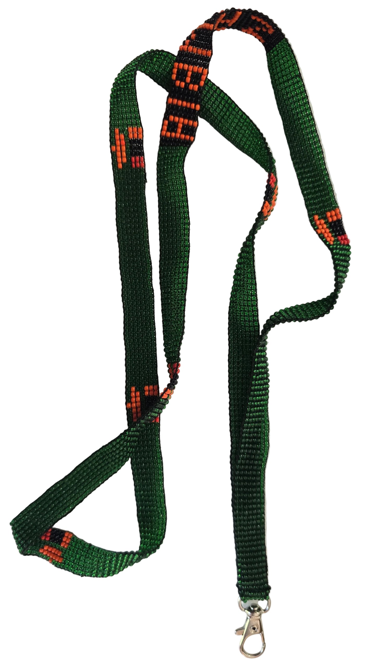 Beaded Green lanyard with Zambian flag