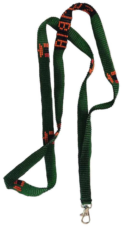 Beaded Green lanyard with Zambian flag
