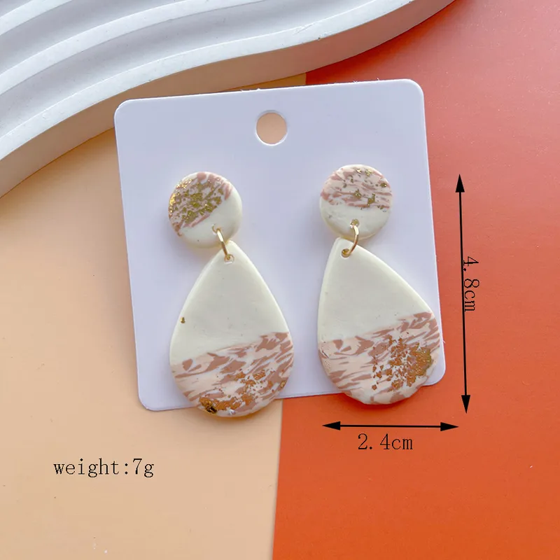Clay & wood earrings cream