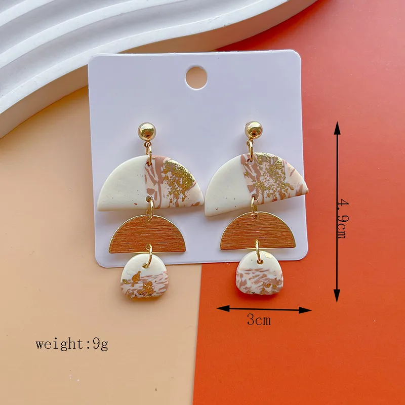 Clay & wood earrings cream