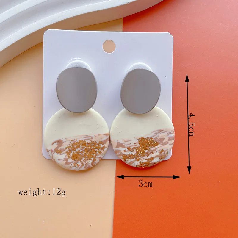 Clay & wood earrings cream