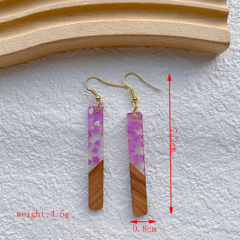 Resin & wood earrings pink