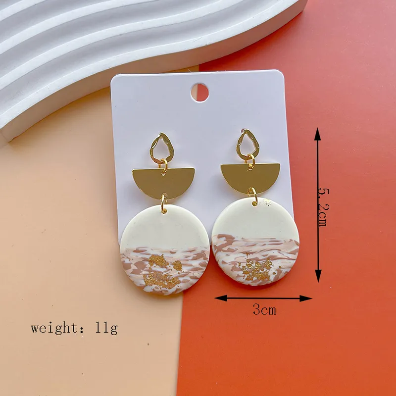 Clay & wood earrings cream