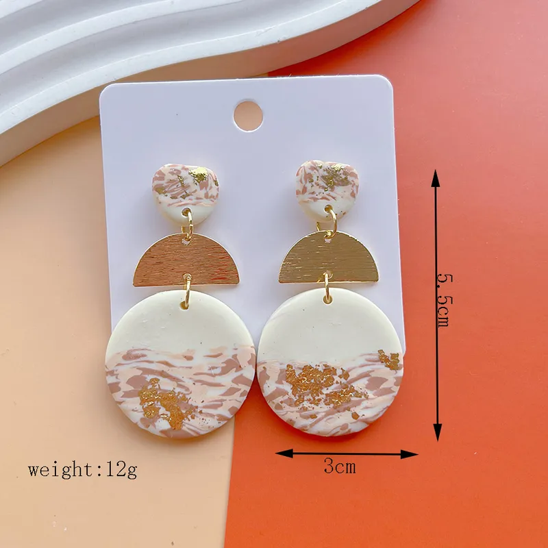 Clay & wood earrings cream