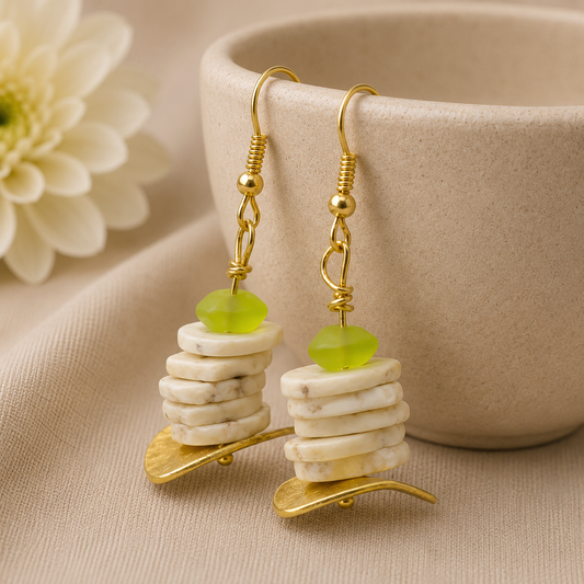 Earrings Shell & Crystal