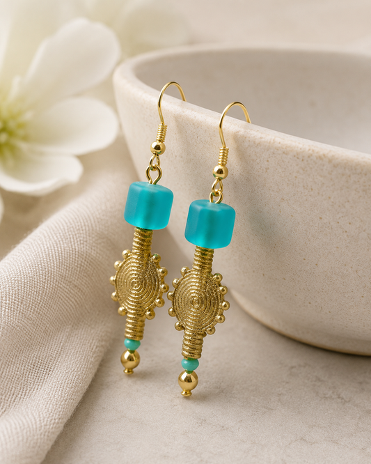 Earrings Ashanti brass & Crystal