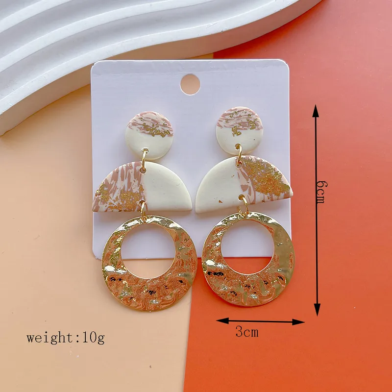 Clay & wood earrings cream