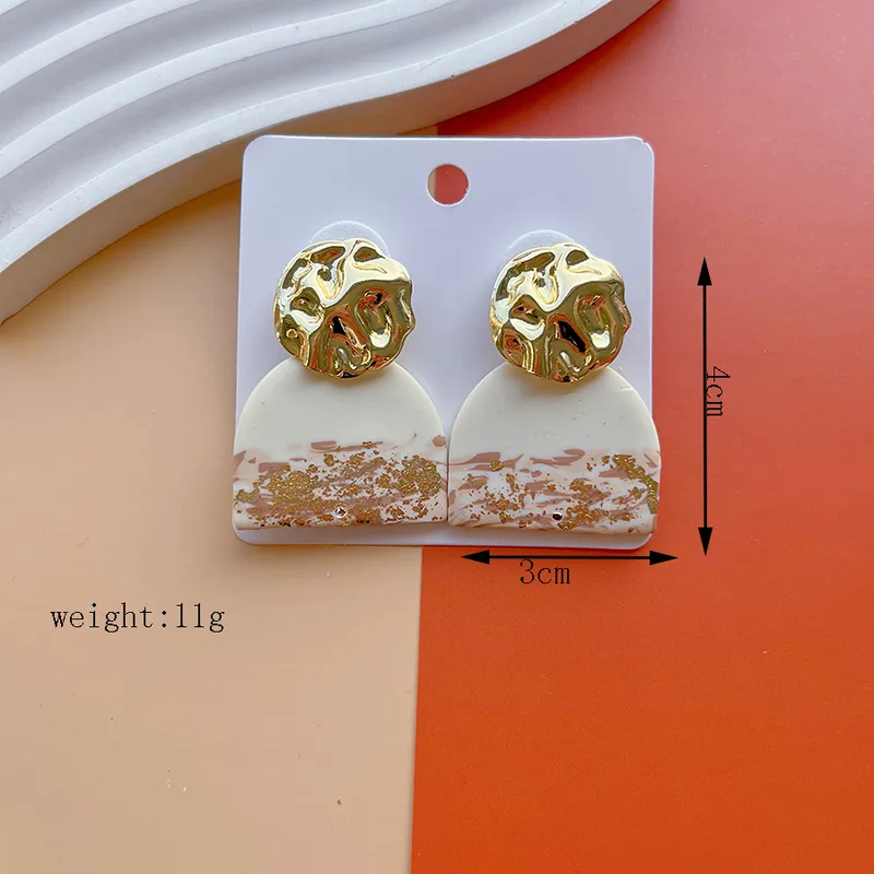 Clay & wood earrings cream