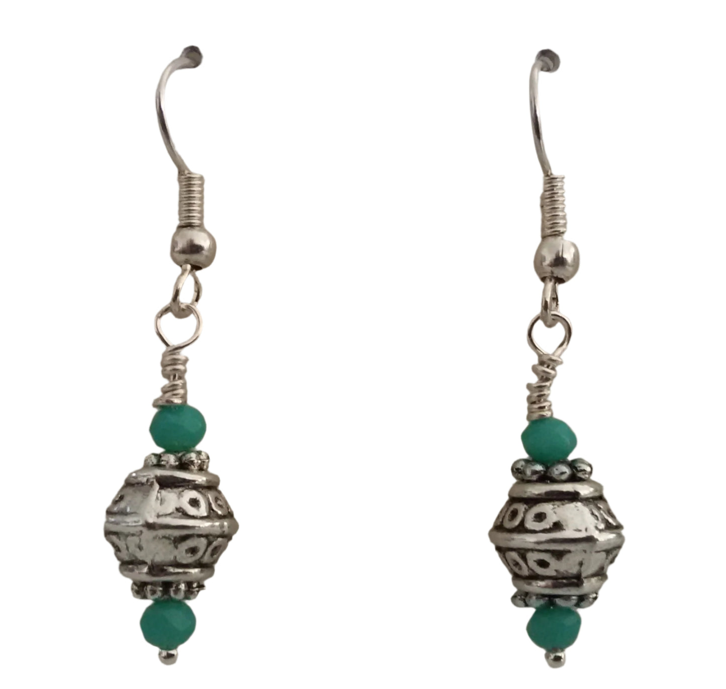 Earrings Tibetan Silver & Crystal