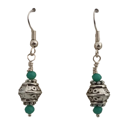 Earrings Tibetan Silver & Crystal
