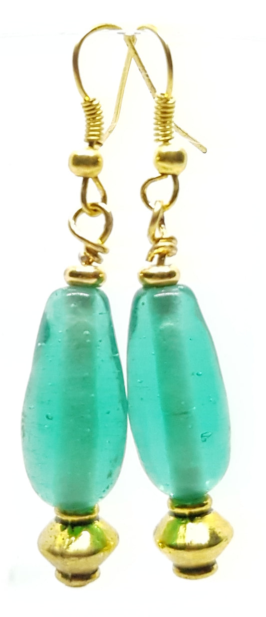 Earrings Brass, glass & Crystal