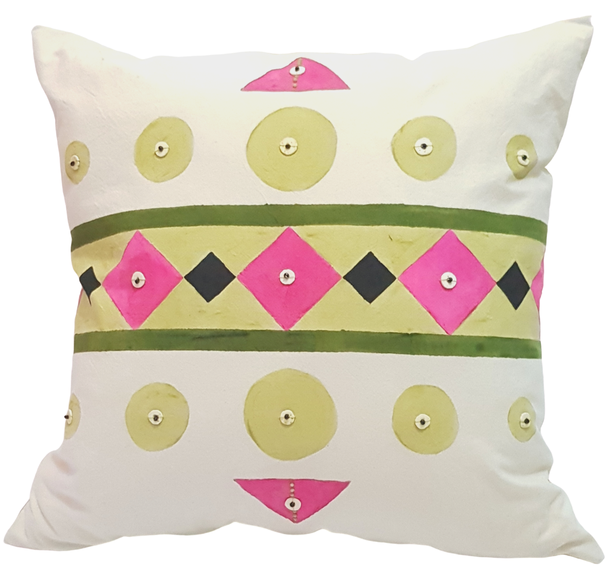 Cushion-Hand painted  with bead work